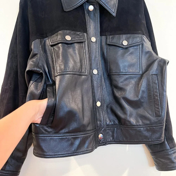 Song Of Style Davi Leather Snap Button Classic Biker Boho Short Leather Jacket S - Picture 5 of 10